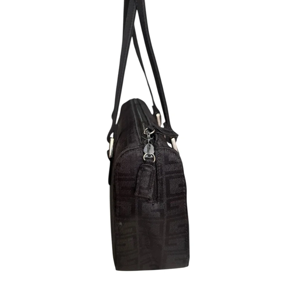 Vintage G Black Monogram Shoulder Baguette Style Purse Zipper Closure Womens Y2K